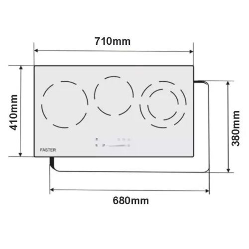 Bếp từ kết hợp hồng ngoại Faster FS 788HI PLUS 3 Kích thước bếp từ kết hợp hồng ngoại Faster FS 788HI PLUS