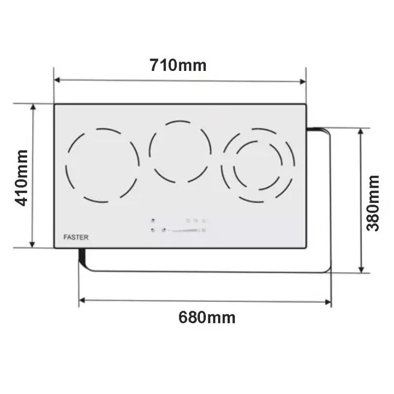 Kích thước bếp từ kết hợp hồng ngoại Faster FS 788HI PLUS Kích thước bếp từ kết hợp hồng ngoại Faster FS 788HI PLUS
