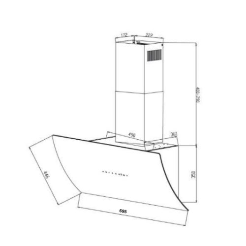 Máy hút mùi áp tường GrandX GX H70F87B 3 kich thuoc may hut mui ap tuong grandx gx h70f87b