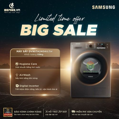 Máy Sấy Bơm Nhiệt Samsung 9 Kg DV90TA240AX/SV