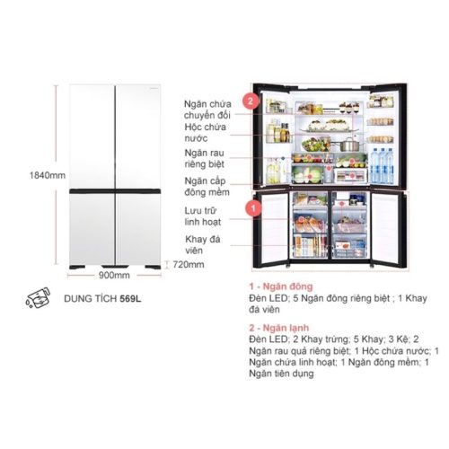 Tủ lạnh 4 cánh 569 lít Hitachi WB640VGV0X MGW 5 chi tiet tu lanh 4 canh 569 lit hitachi wb640vgv0x mgw