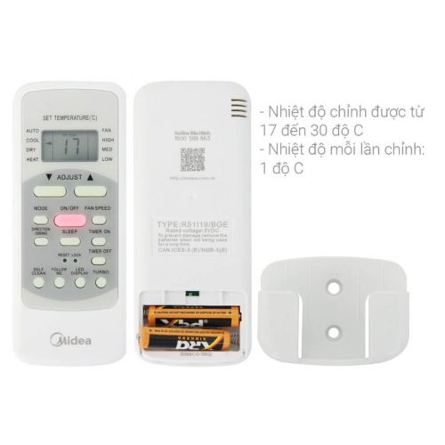 dieu khien dieu hoa 1 chieu midea msafii 10crn8