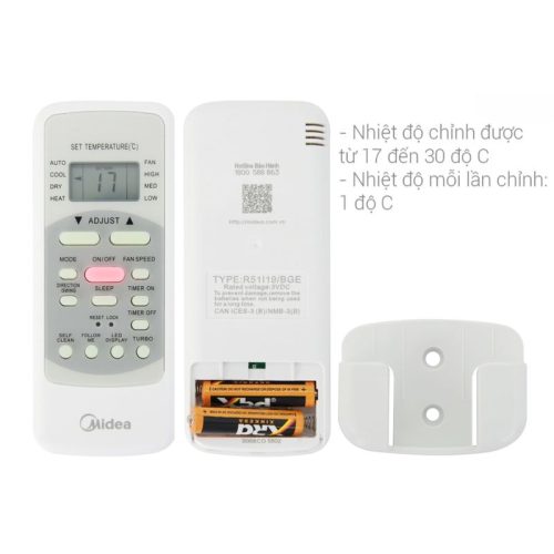 dieu khien dieu hoa 1 chieu midea msafii 18crn8