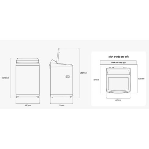 Máy giặt Samsung Inverter 21 kg WA80F21B9BSV 5 kich thuoc may giat samsung inverter 21 kg wa80f21b9bsv