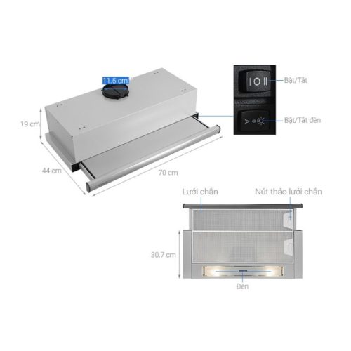 kich thuoc may hut mui am tu teka tl 7310 ss