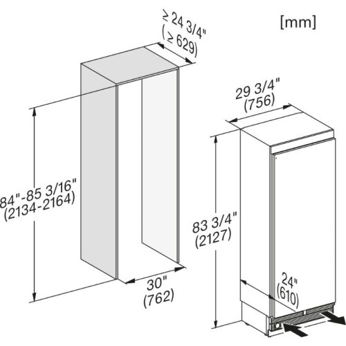 Tủ đông Miele MasterCool F 2813 Vi 445L 2 kich thuoc tu dong miele mastercool f 2813 vi 445l