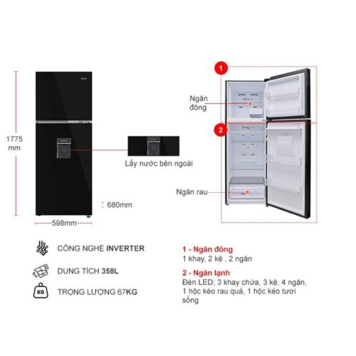 kich thuoc tu lanh 2 canh inverter 358 lit aqua aqr t410fawgb
