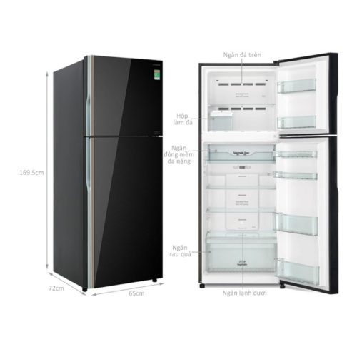 Tủ Lạnh 2 cánh Inverter 366 Lít Hitachi R-FVX480PGV9 GBK 5 kich thuoc tu lanh 2 canh inverter 366 lit hitachi r fvx480pgv9 gbk