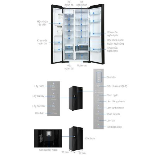 Tủ lạnh 2 cánh side by side 573 lít Hitachi SX800GPGV0 GBK 5 kich thuoc tu lanh 2 canh side by side 573 lit hitachi sx800gpgv0 gbk