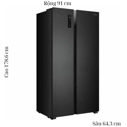 Tủ Lạnh 2 cánh side by side Inverter 519 Lít Hisense HS56WF 4 kich thuoc tu lanh 2 canh side by side inverter 519 lit hisense hs56wf