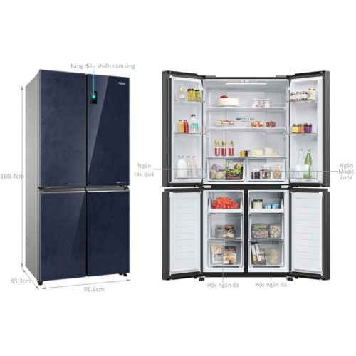 Tủ Lạnh 4 cánh Multi Doors Inverter 469 Lít Aqua AQR-M560XA(GL) 4 kich thuoc tu lanh 4 canh multi doors inverter 469 lit aqua aqr m560xagl