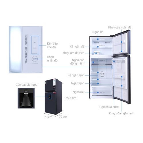 Tủ lạnh Toshiba Inverter 407 lít GR-RT535WE-PMV(06)-MG 3 kich thuoc tu lanh toshiba inverter 407 lit gr rt535we pmv06 mg