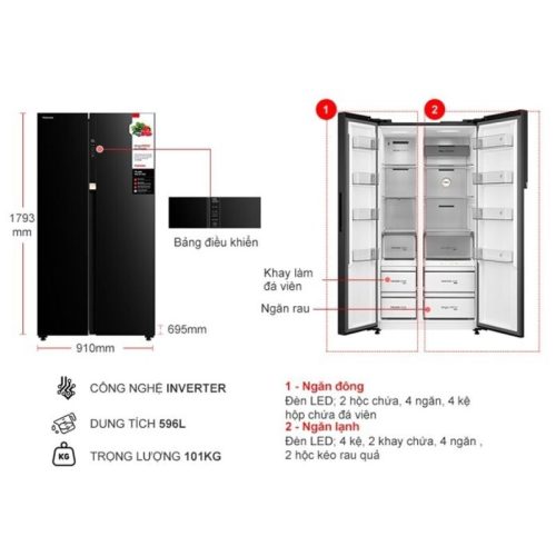 Tủ Lạnh 2 cánh side by side Inverter 596 Lít Toshiba GR-RS780WI-PGV(22)-XK 4 kich thuoc tu lanh2 canh side by side inverter 596 lit toshiba gr rs780wi pgv22 xk