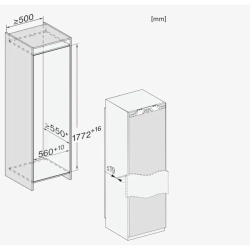 Tủ mát Miele K 7743 E - 294L 4 kich thuoc tu mat miele k 7743 e 294l
