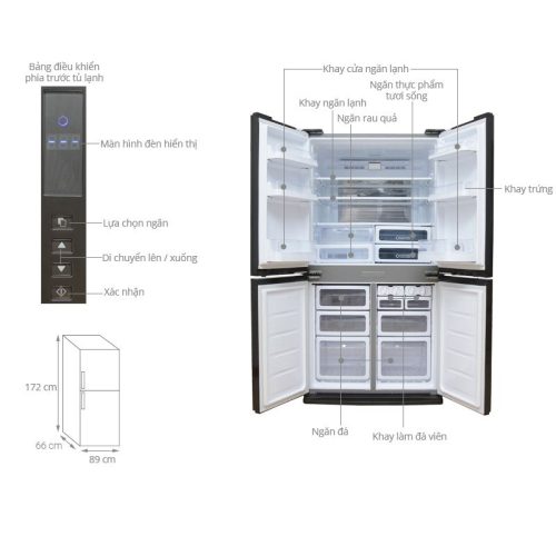 Tủ lạnh 4 cánh 556 lít Sharp SJ-FX630V-ST 4 thong so tu lanh 4 canh 556 lit sharp sj fx630v st