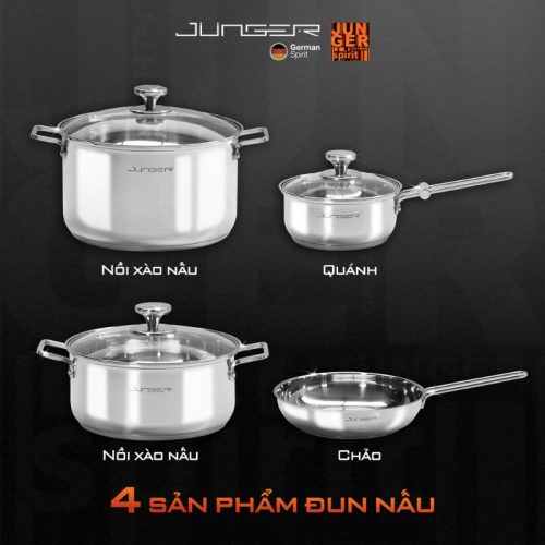 Bộ nồi Inox Junger CWJ-070 cao cấp 7 chi tiết 4 chi tiet bo noi inox junger cwj 070