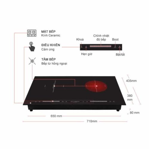 Bếp từ kết hợp hồng ngoại Junger CEJ-204-IF 4 kich thuoc bep tu ket hop hong ngoai junger cej 204 if