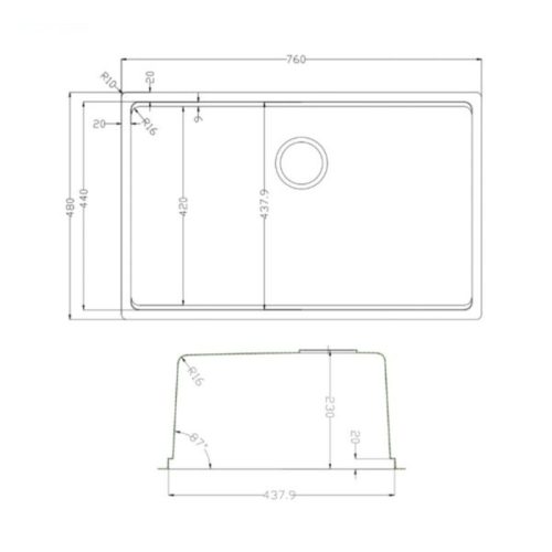 Chậu rửa bát Konox TARI 7648SM 4 kich thuoc chau rua bat konox tari 7648sm
