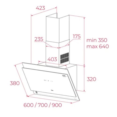 Máy hút mùi áp tường Teka DVT 98660 TOS VG 6 kich thuoc may hut mui ap tuong teka dvt 98660 tos vg
