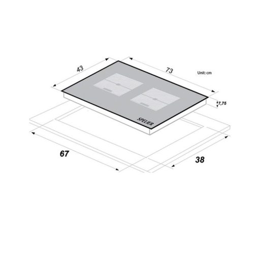 Bếp từ đôi Spelier SPE IC 1188 SE lắp âm 2 Kích thước bếp từ đôi Spelier SPE IC 1188 SE lắp âm