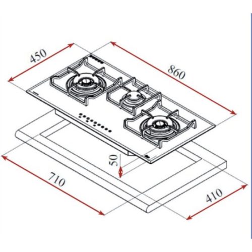 Bếp gas TEKA GT LUX 86 3G 40232103 3 kich thuoc bep gas teka gt lux 86 3g 40232103