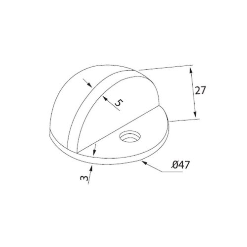 Kích thước Chặn Cửa Bán Nguyệt Gắn Sàn Hafele 489.70.246