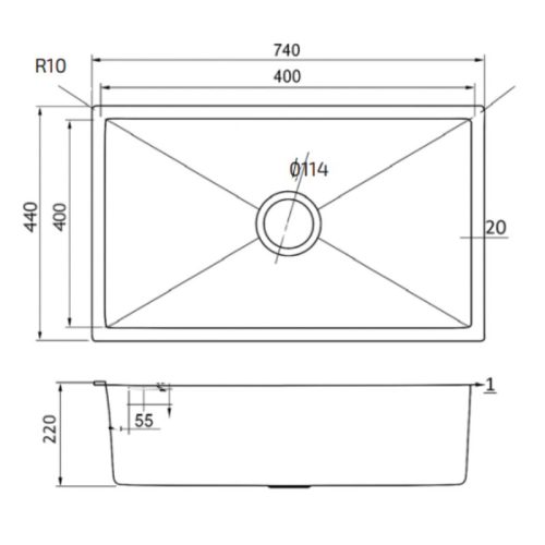 Chậu rửa Teka BEX LINEA 70.40 1B (R10) 185010001 4 kich thuoc chau rua teka bex linea 70 40 1b r10 185010001