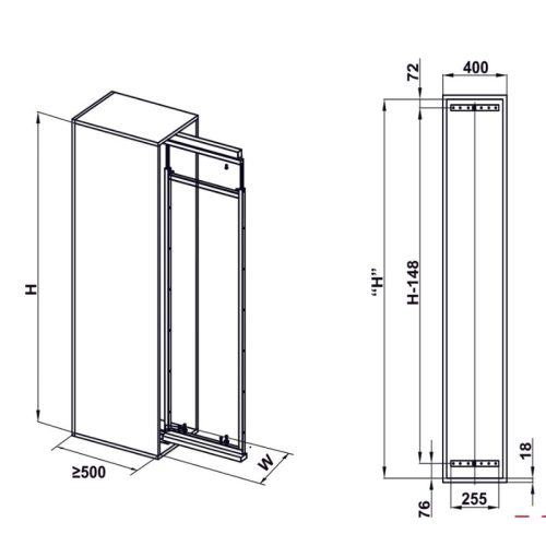 Tủ đồ khô cánh kéo Dolce 400mm Hafele 548.65.005 3 kich thuoc tu do kho canh keo dolce 400mm hafele 548.65.005