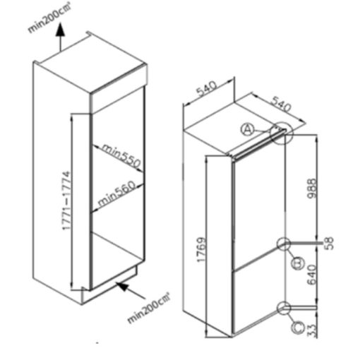 Tủ lạnh 2 cửa lắp âm Teka RBF 73370 FI TH 113560018 3 kich thuoc tu lanh 2 cua lap am teka rbf 73370 fi th 113560018