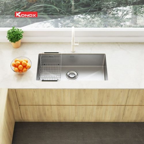 Chậu rửa bát inox 1 hố Konox TARI 870SM 3 anh chau rua bat inox 1 ho konox tari 870sm