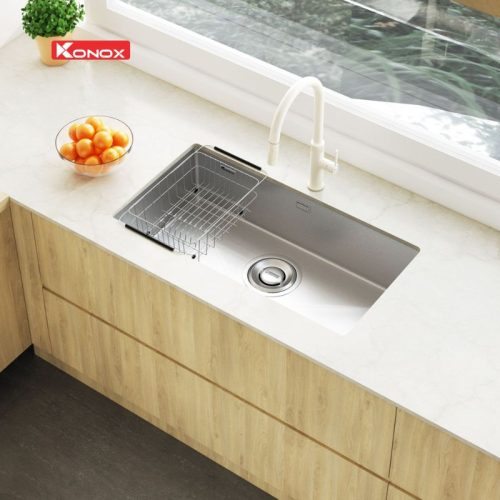 Chậu rửa bát inox 1 hố Konox TARI 870SM 4 hinh anh chau rua bat inox 1 ho konox tari 870sm