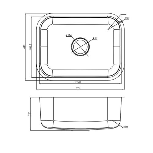 Chậu rửa bát Konox Tari 5744SM 5 kich thuoc chau rua bat konox tari 5744sm
