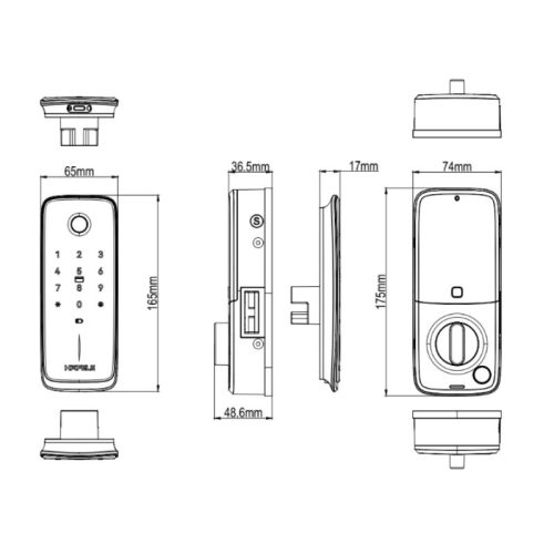 Khóa điện tử Hafele NOVA - MR2501B 499.21.226 5 kich thuoc khoa dien tu hafele nova mr2501b 499.21.226