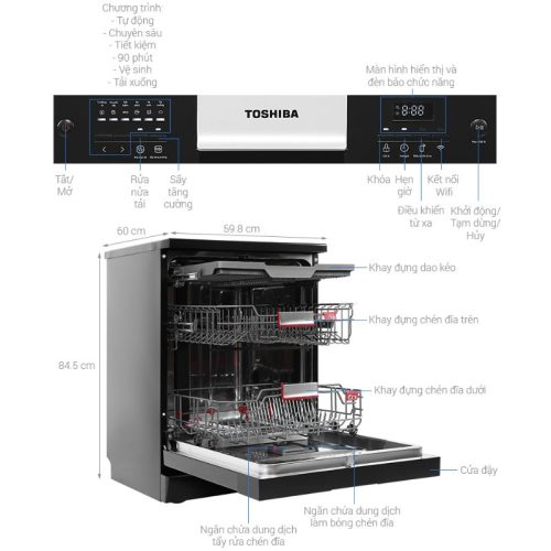kich thuoc may rua chen toshiba originclean dw 15f9b vn