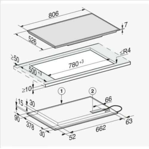 Bếp từ đa điểm Miele 6 vùng nấu KM 7575 FL lắp âm 3 kich thuoc bep tu da diem miele 6 vung nau km 7575 fl lap am