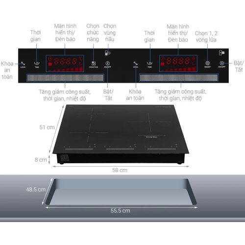 Bếp từ kết hợp hồng ngoại Junger 3 vùng nấu CEJ-300-IIF lắp âm 4 kich thuoc bep tu ket hop hong ngoai junger 3 vung nau cej 300 iif lap am