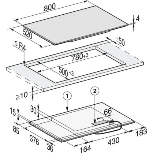Bếp từ Miele KM 7474 FR 4 kich thuoc bep tu miele km 7474 fr
