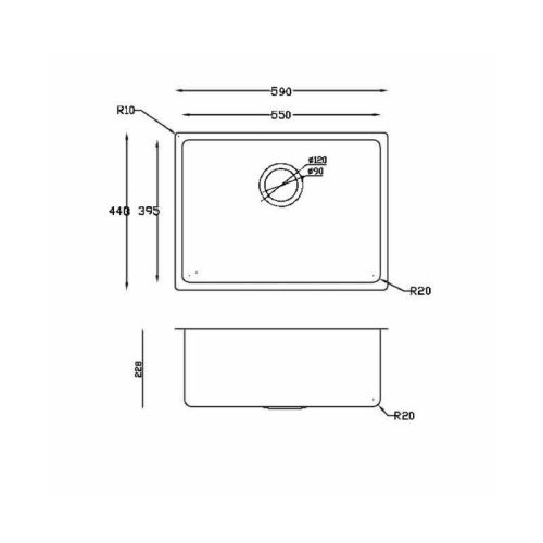 Chậu rửa bát Konox Neron 590U 4 kich thuoc chau rua bat konox neron 590u