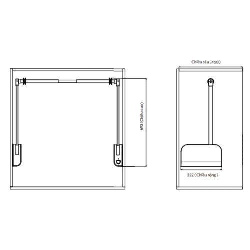 Giá nâng hạ điện treo quần áo GrandX XM.15E-Luxury 2 kich thuoc gia nang ha dien treo quan ao grandx xm 15e luxury