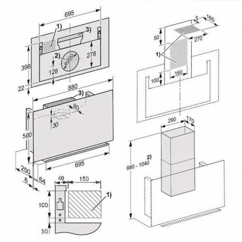 kich thuoc may hut mui treo tuong miele da 9092 w