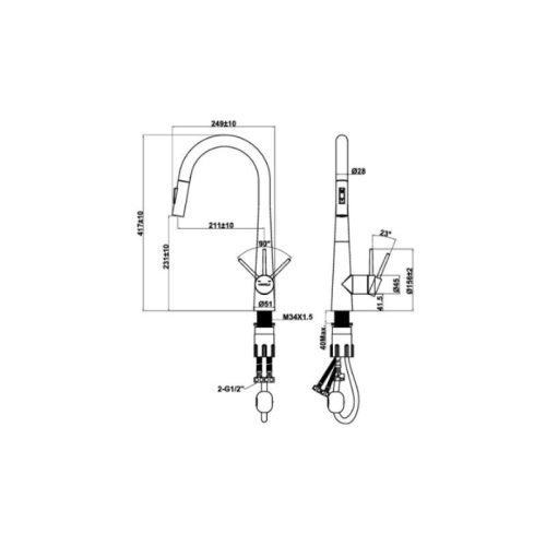 Vòi rửa bát Hafele HT24-SH1P417-đen 567.24.498 3 kich thuoc voi rua bat nong lanh hafele lux p ht25 sh1p417 567 24 498 den