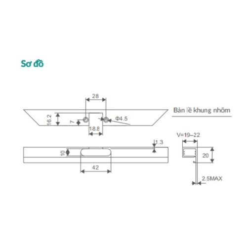 Bản lề GrandX Capella cho cửa nhôm XC.A107C2 4 so do ban le grandx capella cho cua nhom xc a107c2