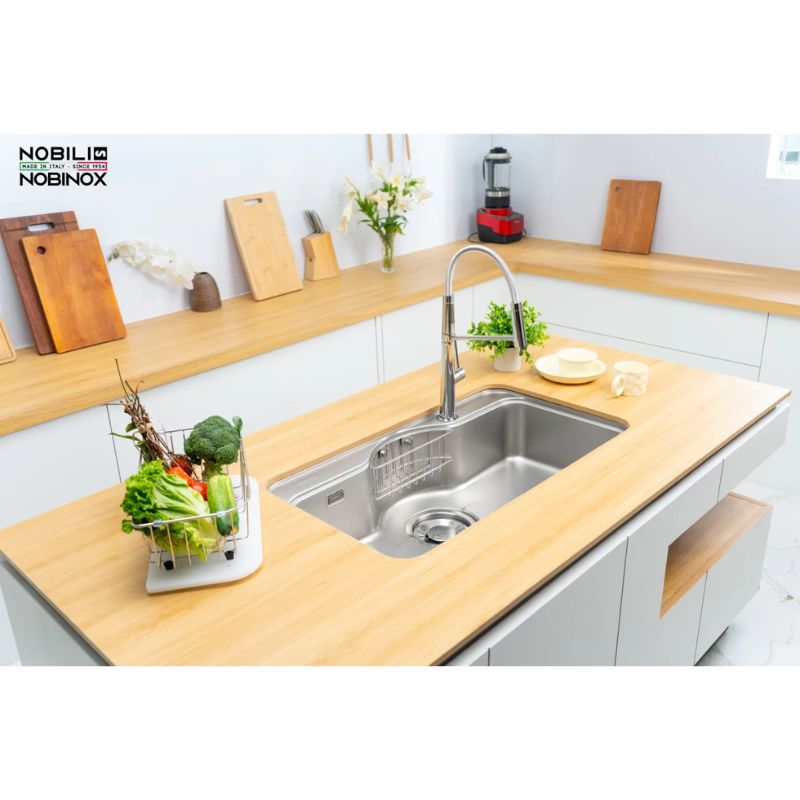 Ảnh thật chậu rửa bát 1 hố Nobinox ROSA NN995D Ảnh thật chậu rửa bát 1 hố Nobinox ROSA NN995D