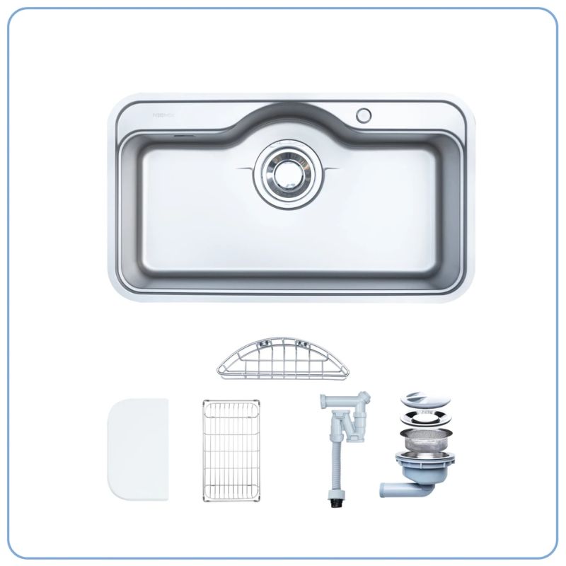 Hình ảnh thật chậu rửa bát 1 hố Nobinox ROSA NN995D Hình ảnh thật chậu rửa bát 1 hố Nobinox ROSA NN995D