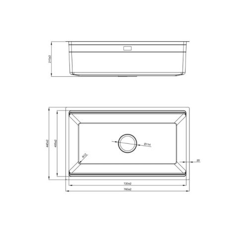 Chậu rửa bát 1 hố Nobinox LIRA NJ562D 6 Kích thước chậu rửa bát 1 hố Nobinox LIRA NJ562D
