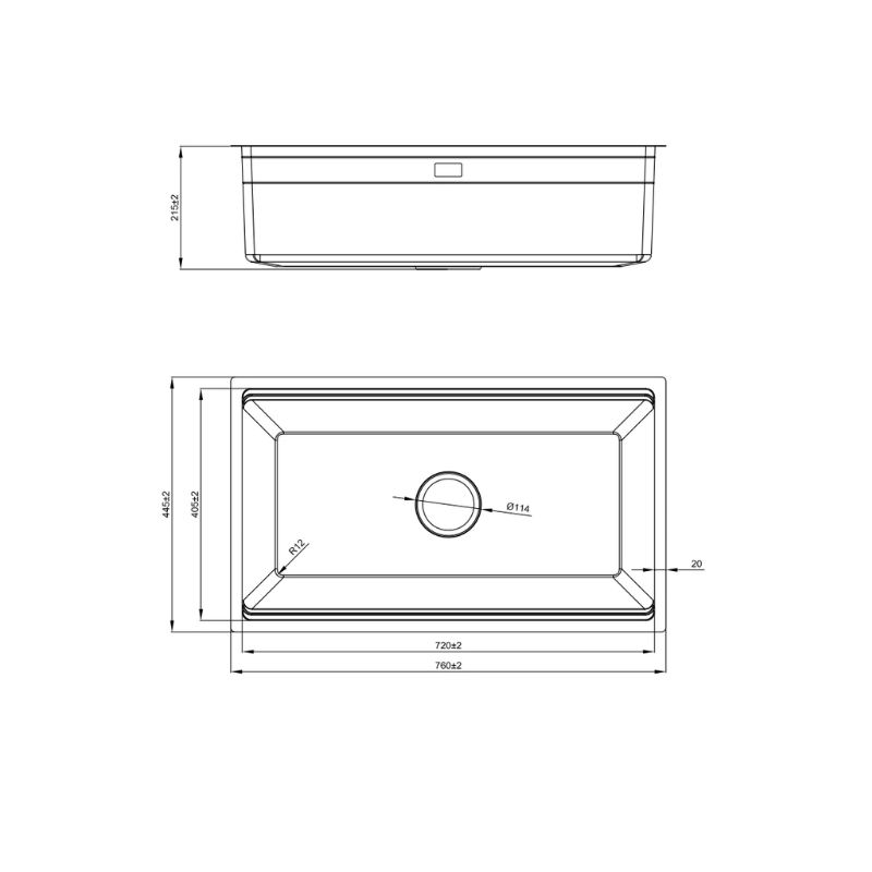 Kích thước chậu rửa bát 1 hố Nobinox LIRA NJ562D Kích thước chậu rửa bát 1 hố Nobinox LIRA NJ562D