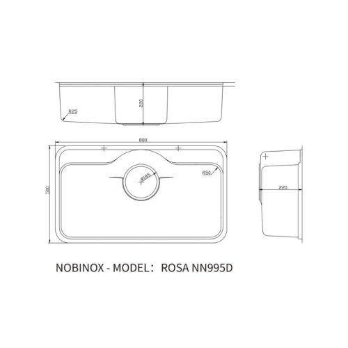 Chậu rửa bát 1 hố Nobinox ROSA NN995D 6 Kích thước chậu rửa bát 1 hố Nobinox ROSA NN995D