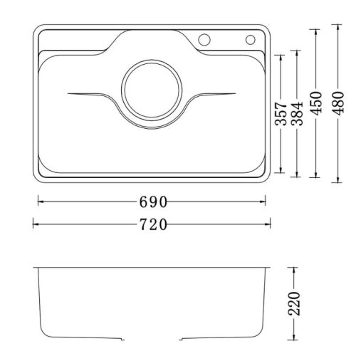 Chậu rửa bát Nobinox LIKEN NL724D 3 Kích thước chậu rửa bát Nobinox LIKEN NL724D
