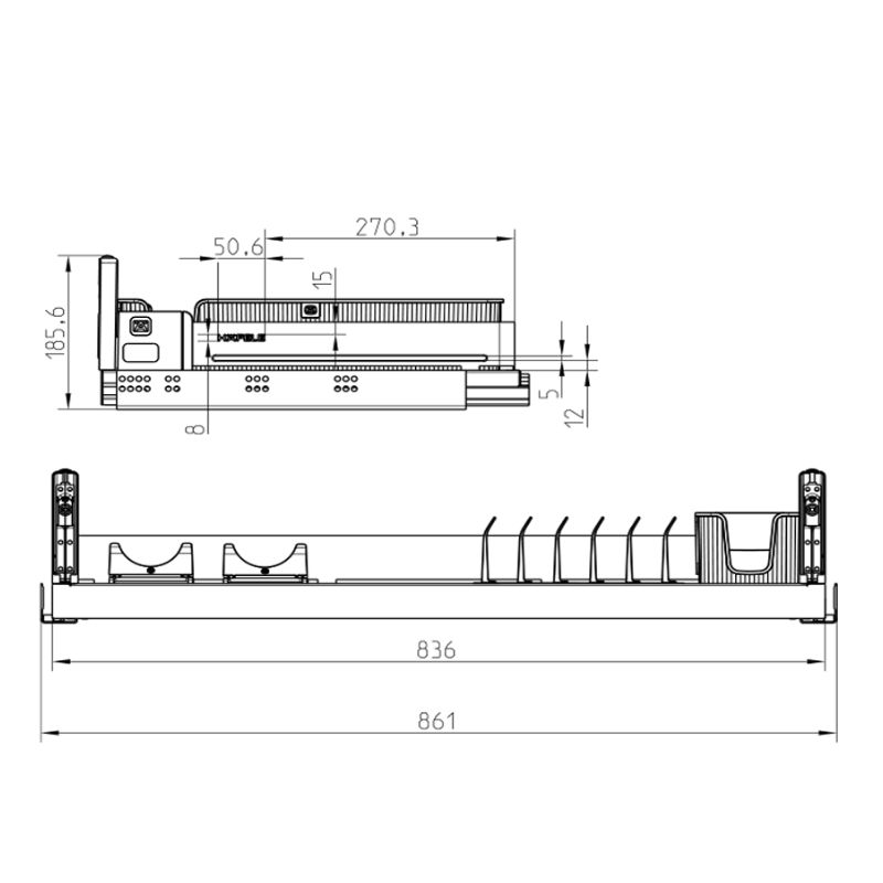 Kích thước rổ đựng bát đĩa Hafele 545.14.305 Kích thước rổ đựng bát đĩa Hafele 545.14.305