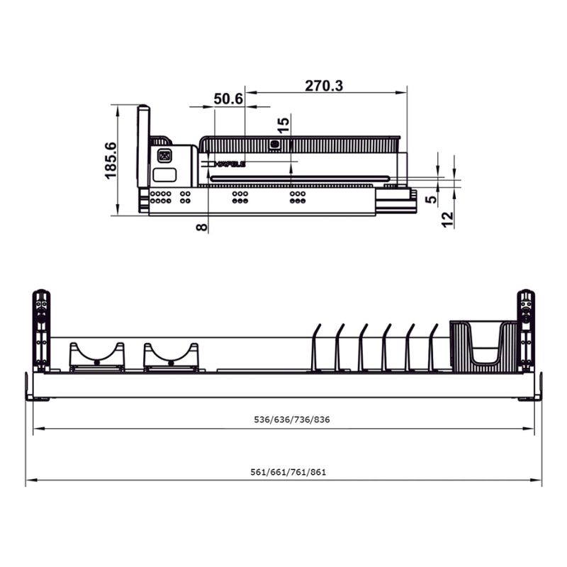 Kích thước rổ đựng xoong nồi Hafele 545.14.308 Kích thước rổ đựng xoong nồi Hafele 545.14.308
